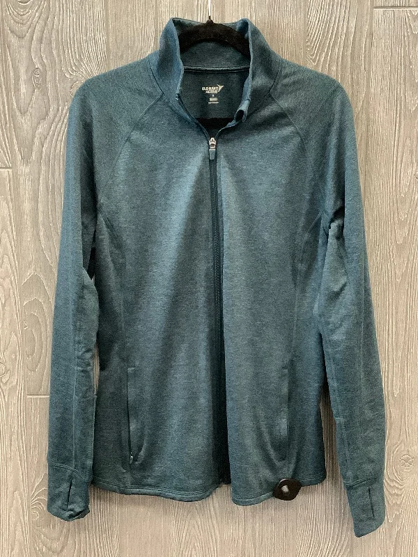 Athletic Jacket By Old Navy In Green, Size: Xl Denim Fabric Leather Fabric Suede Fabric