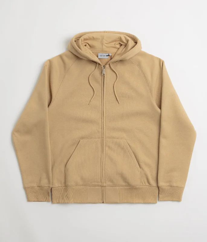 Carhartt Hooded Chase Jacket - Dusty Hamilton Brown / Gold Ribbed Jacket Pleated Jacket Ruffled Jacket