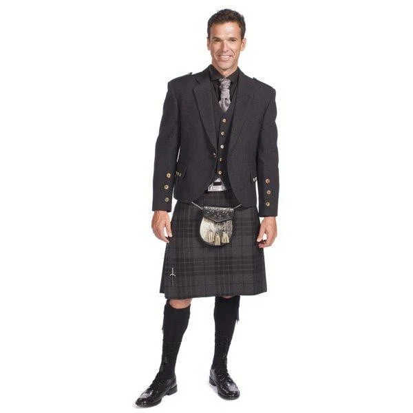 Charcoal Tweed Crail Jacket Kilt Outfit Nylon Jacket Polyester Jacket Spandex Jacket