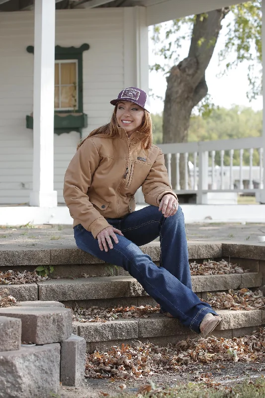 Cinch Women's Brown Canvas Bomber Jacket Striped Jacket Polka Dot Jacket Floral Jacket