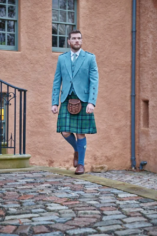 Clunie Tweed Jacket and 5 Button Waistcoat by House of Edgar - Lovat Front Pockets Side Pockets Patch Pockets