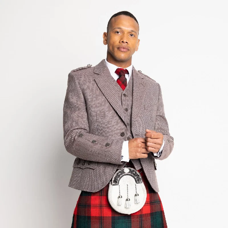 Clunie Tweed Jacket and 5 Button Waistcoat by House of Edgar - Russet Plaid Jacket Tartan Jacket Houndstooth Jacket