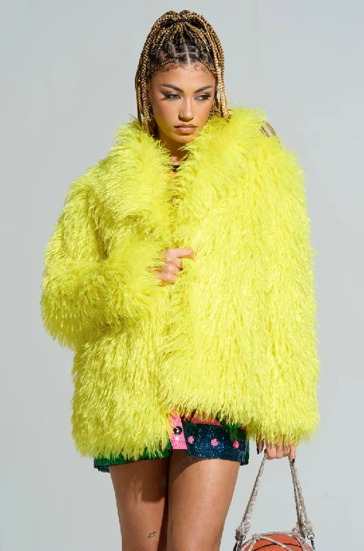 HIGHLIGHT OF YOUR NIGHT FAUX FUR JACKET Satin Fabric Silk Fabric Chiffon Fabric