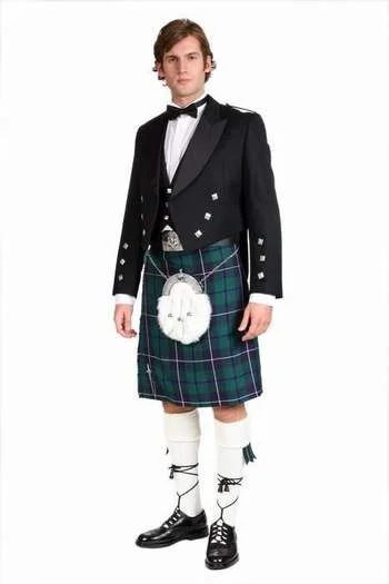 Instock Prince Charlie Jacket Kilt Outfit Boat Neck Shawl Collar Notched Collar