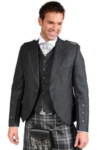 Luxury Crail Tweed Kilt Jacket & 5 Button Waistcoat, Made to Order Hoodie Zip-Up Jacket Button-Up Jacket