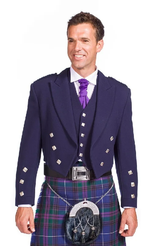 Navy Prince Charlie Jacket with 5 Button Vest - Made to Order Notch Collar Jacket Peter Pan Collar Jacket Cowl Neck Jacket