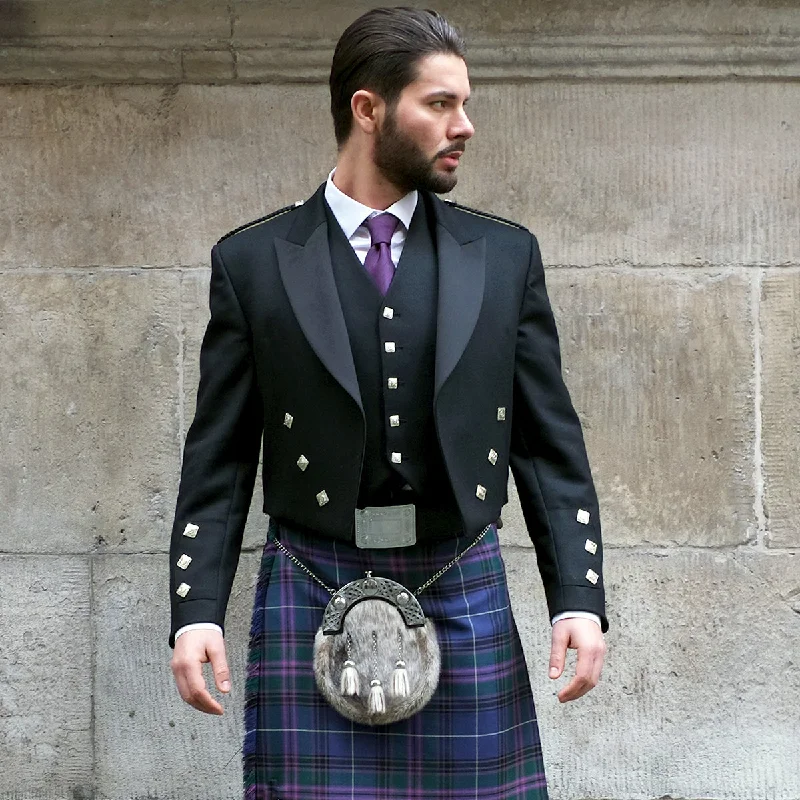 Prince Charlie Jacket with 5 button waistcoat Wool Fabric Cashmere Fabric Tweed Fabric