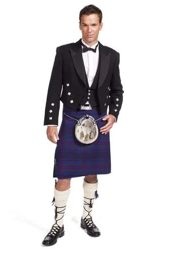 Traditional Prince Charlie Jacket Outfit with 16oz 8 yard Kilt - Made to Order Rayon Fabric Velvet Fabric Corduroy Fabric