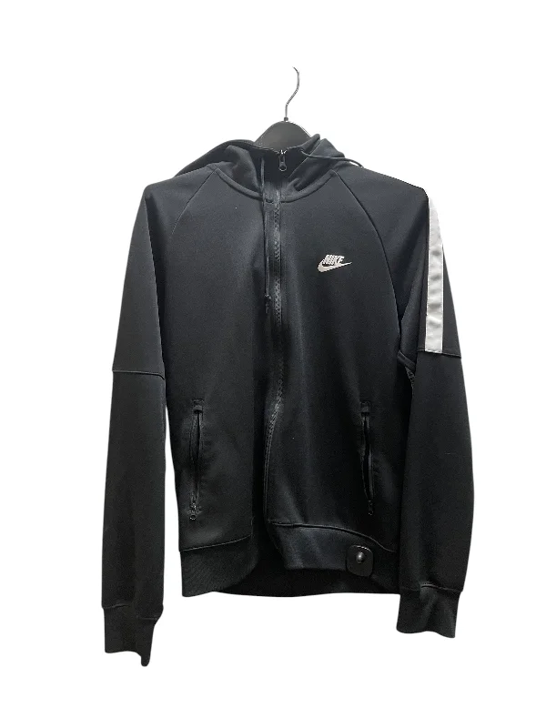 Athletic Jacket By Nike Apparel In Black, Size: M Denim Fabric Leather Fabric Suede Fabric