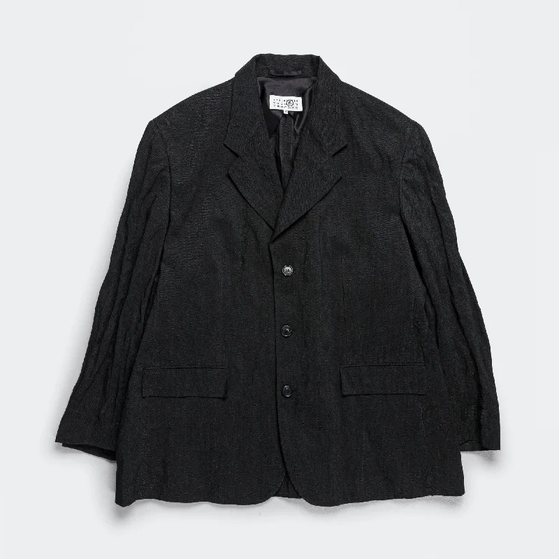 Blazer Jacket - Black Satin Jacket Silk Jacket Chiffon Jacket