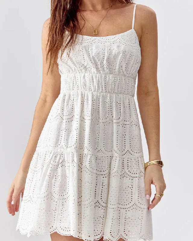 Greylin Llana Eyelet Pineapple Mini Dress In White Trendy Wraparound Mini Dress