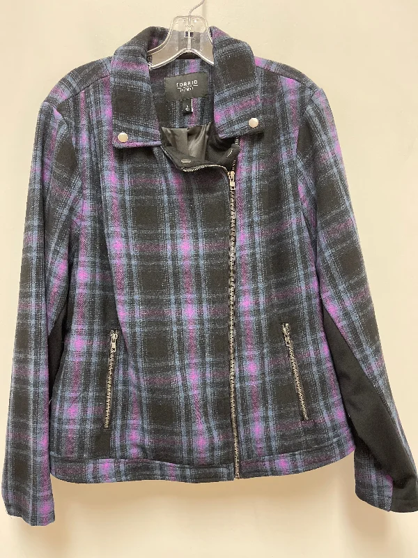 Jacket Other By Torrid In Black & Purple, Size: 2x Plaid Jacket Tartan Jacket Houndstooth Jacket