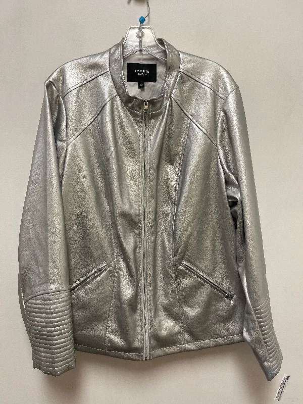 Jacket Other By Torrid In Silver, Size: 3x Snapped Jacket Toggled Jacket Drawstring Jacket