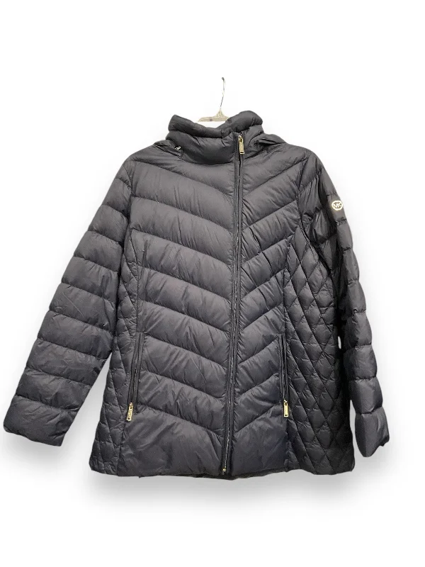 Jacket Puffer & Quilted By Michael By Michael Kors In Navy, Size: Xl Snapped Jacket Toggled Jacket Drawstring Jacket