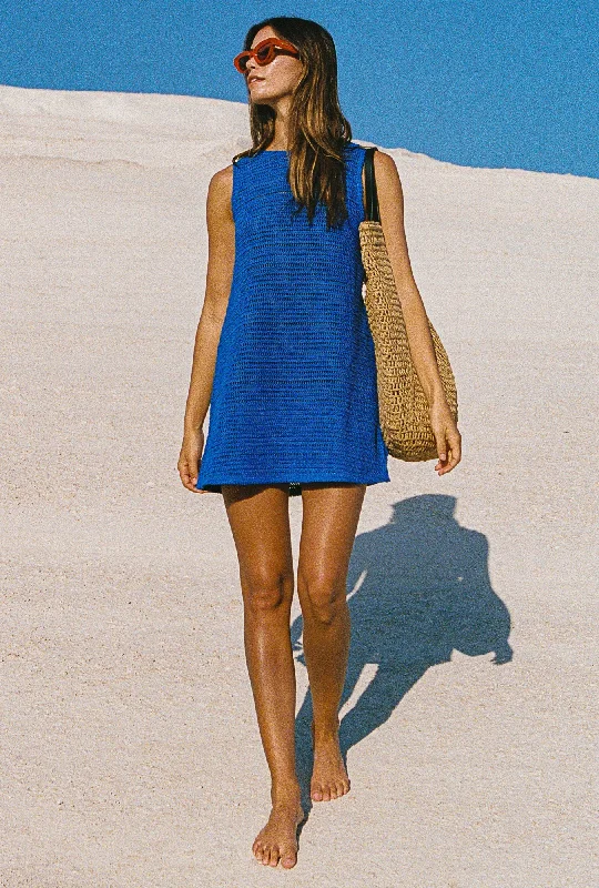 Poolside Mini Dress In Cobalt Classic Black Mini Dress