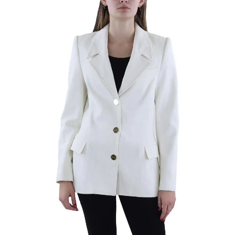 Sergio Hudson Womens Solid Workwear Suit Jacket Ribbed Jacket Pleated Jacket Ruffled Jacket