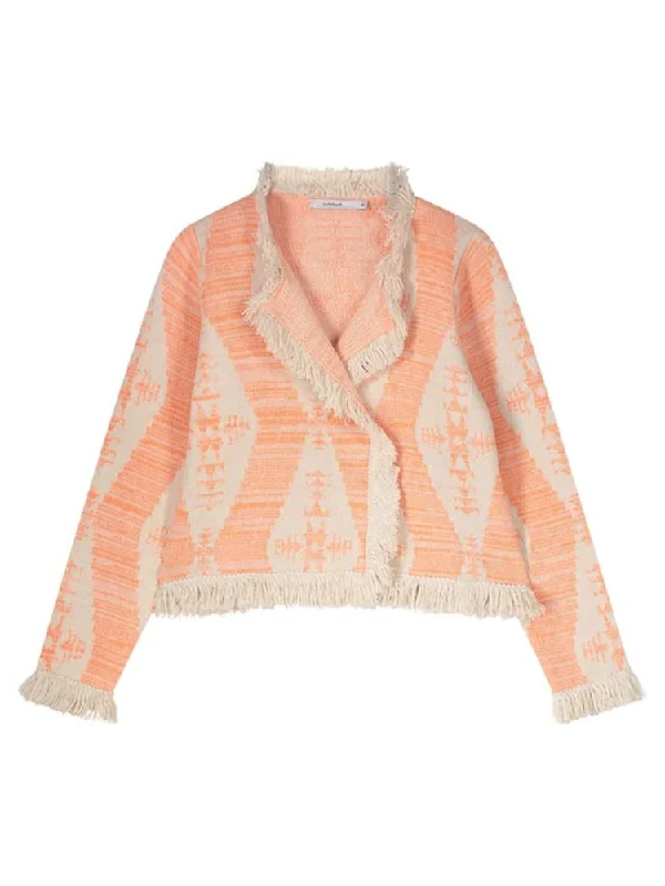 Summum Knitted Ikat Jacquard Jacket Papaya Denim Jacket Leather Jacket Suede Jacket