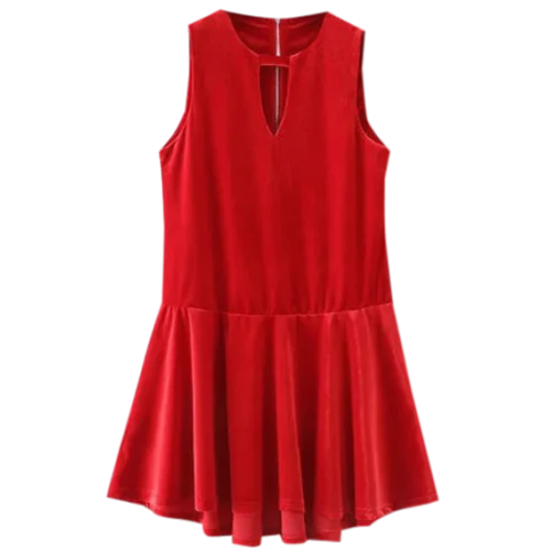 Velvet Sleeveless Short Mini Dress - Bright Red S Comfortable Shift Mini Dress