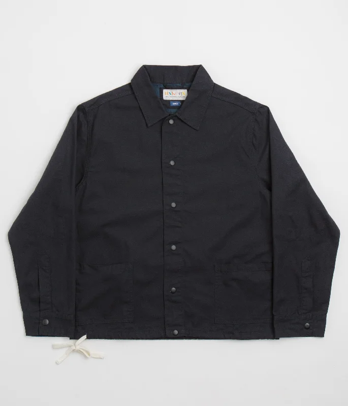 Uskees 3013 Coach Jacket - Midnight Blue Herringbone Jacket Houndstooth Jacket Plaid Jacket