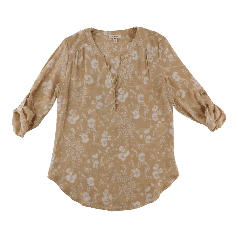 Women's V-Neck Long Sleeve Casual Blouse Floral Print Blouse