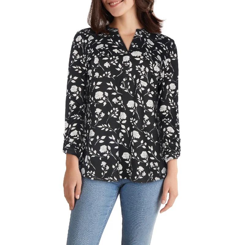 lily morgan Women's V-Neck Long Sleeve Blouse Lightweight Tunic Blouse