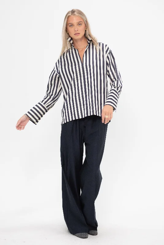 Stripe Blouse, Navy & White Soft Pastel Blouse