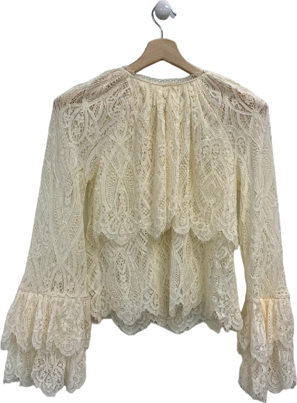 River Island Cream Lace Blouse UK 6 Oversized Silk Blouse