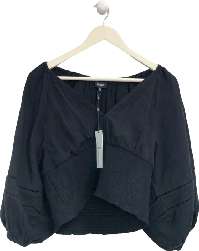 ME+EM Black Off-Shoulder Blouse UK 12 Soft Modal Blouse