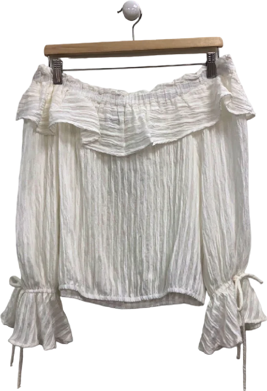 Mint Velvet White Off-Shoulder Blouse UK M Polished Work Blouse