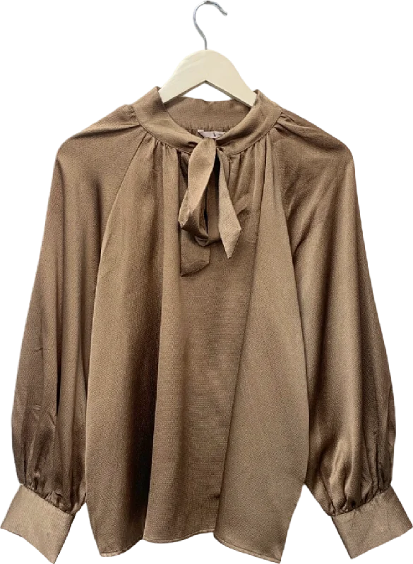 Tu Brown Tie Neck Blouse UK 18 Modern Oversized Blouse