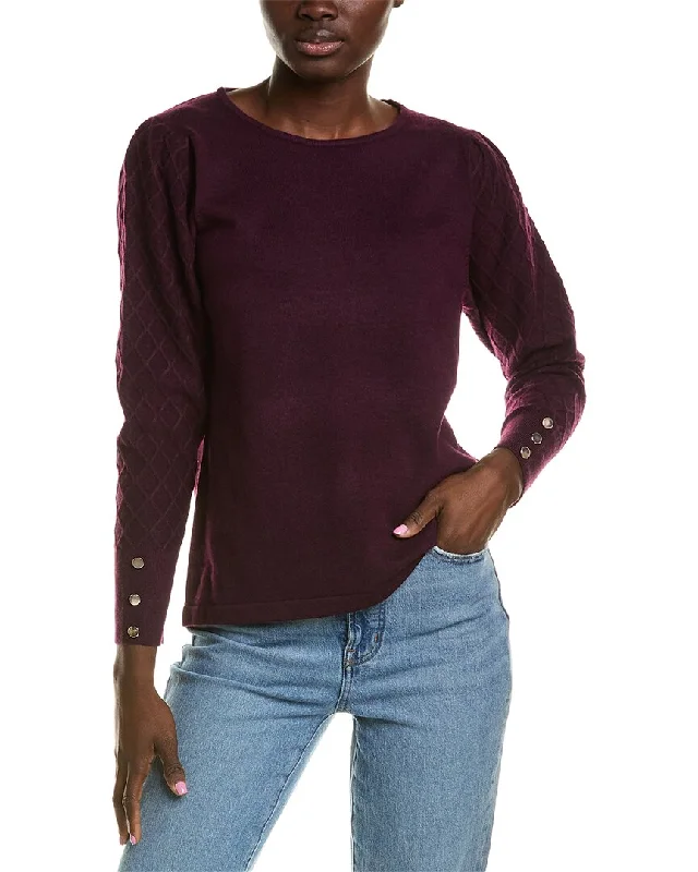 Anne Klein Diamond Stitch Sweater Fitted Slim Tailored