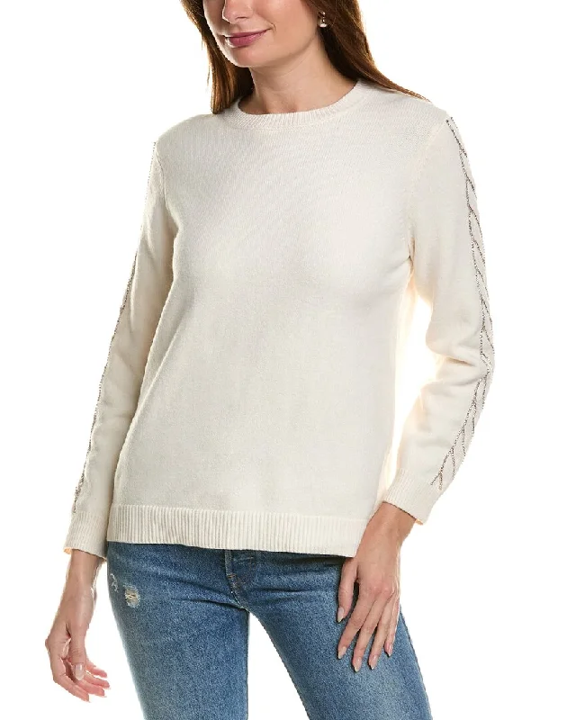 Anne Klein Embellished Sweater Stylish Fashionable Trendy