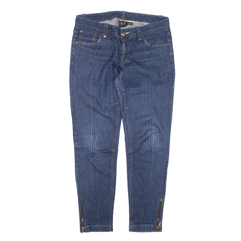 ARMANI Jeans Blue Denim Regular Skinny Womens W30 L27 Casual Wide-Legged Denim Jeans