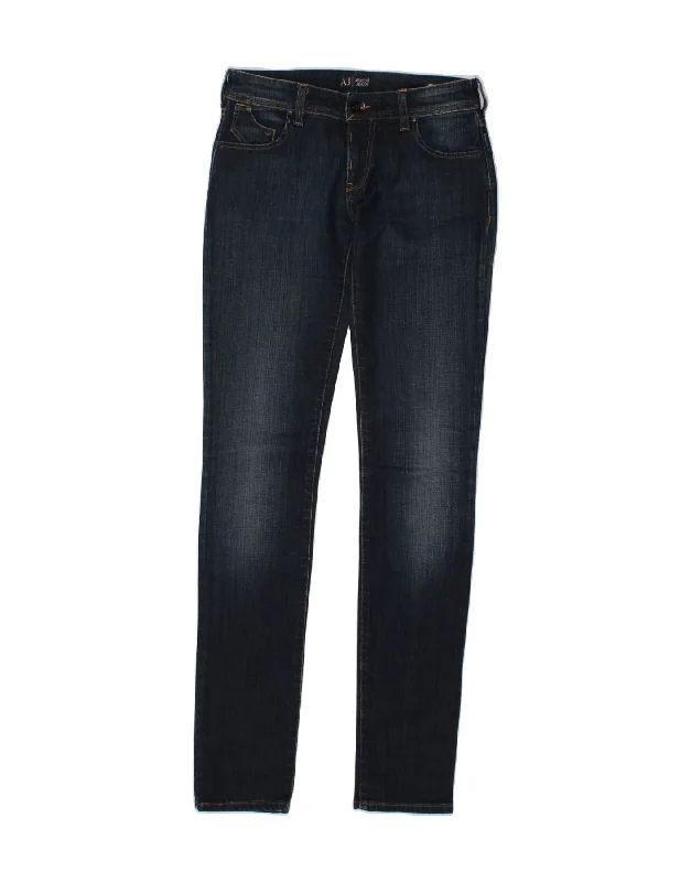 ARMANI Womens Skinny Jeans W26 L34 Navy Blue Cotton Stylish High-Rise Mom Jeans