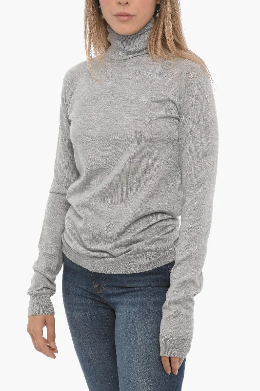 Armarium Virgin Wool Silk and Cashmere Turtle-neck Sweater Thin Thick Dense