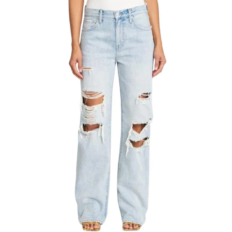 Bobbie Mid Rise Loose Straight Leg Jeans In Encinitas Distressed Chic Dark-Wash Skinny Jeans