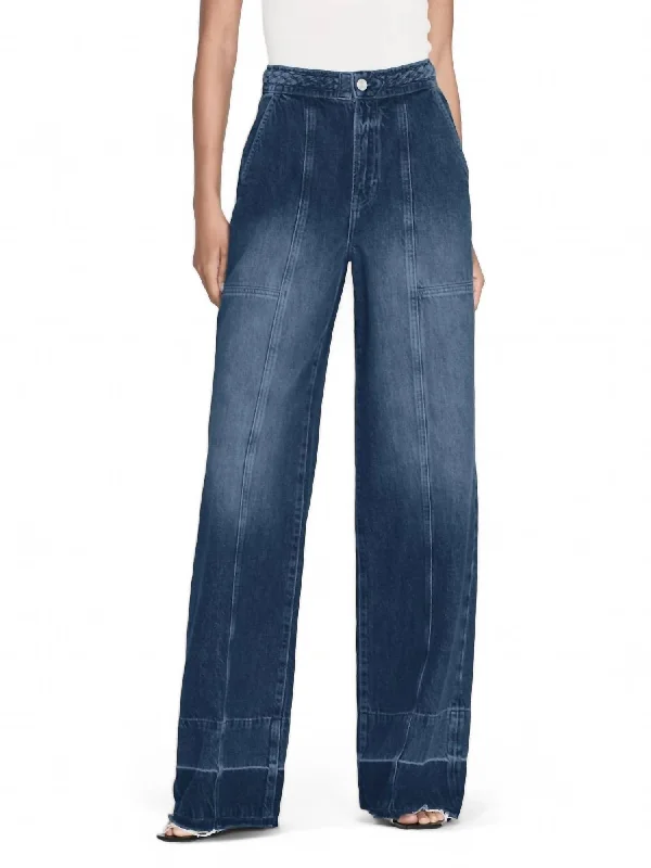 Braided Waistband Wide Leg Jean In Dewdrop Casual Loose Fit Jeans