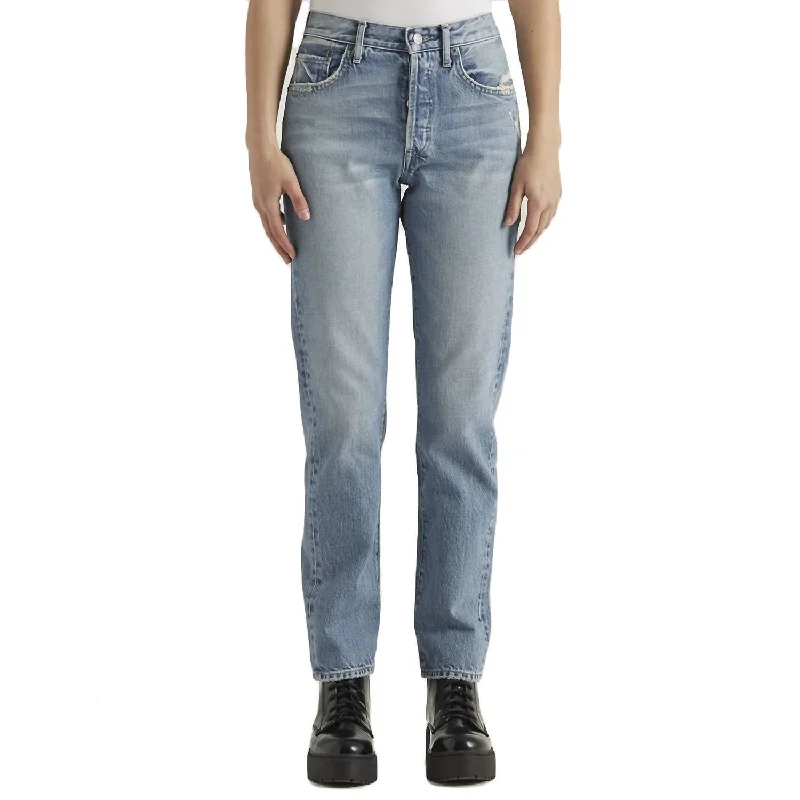 Cai Straight Leg Jean In Blue Shield Chic Faded Blue Jeans