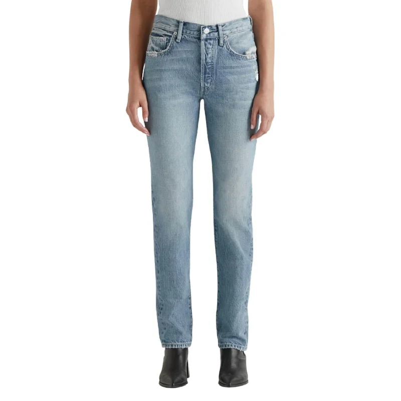 Cai Straight Leg Jean In Blue Shield Cozy Wide-Legged Jeans