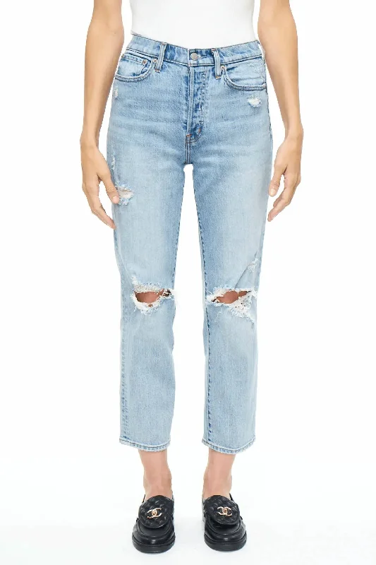 Charlie High Rise Straight Jean In Bali Distressed Casual Straight-Leg Jeans