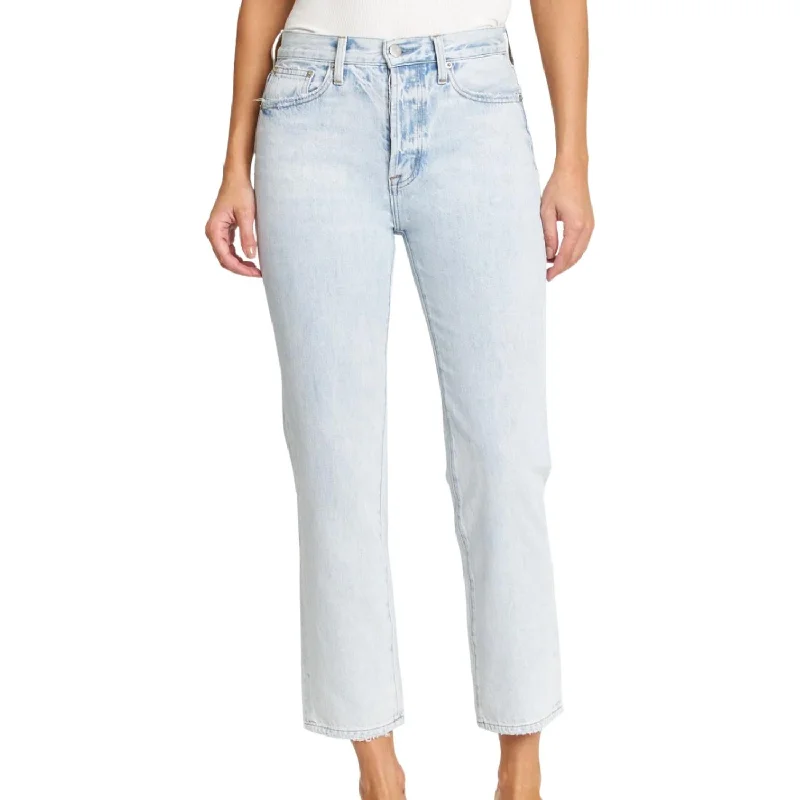 Charlie High Rise Straight Jeans In Rennie Trendy Pleated Waist Jeans