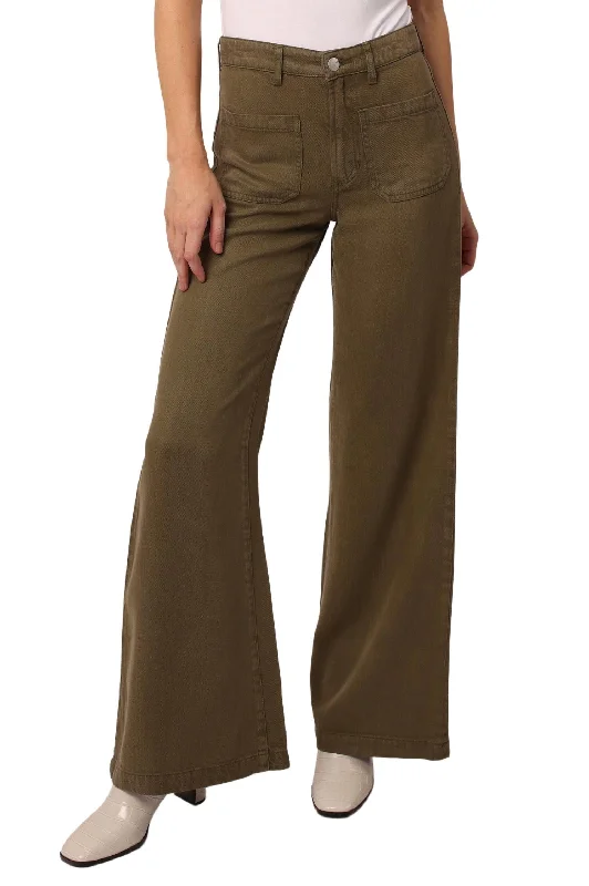 Cooper Patch Pocket Wide Leg Jeans In Cypress Trendy Bootcut High-Waisted Jeans