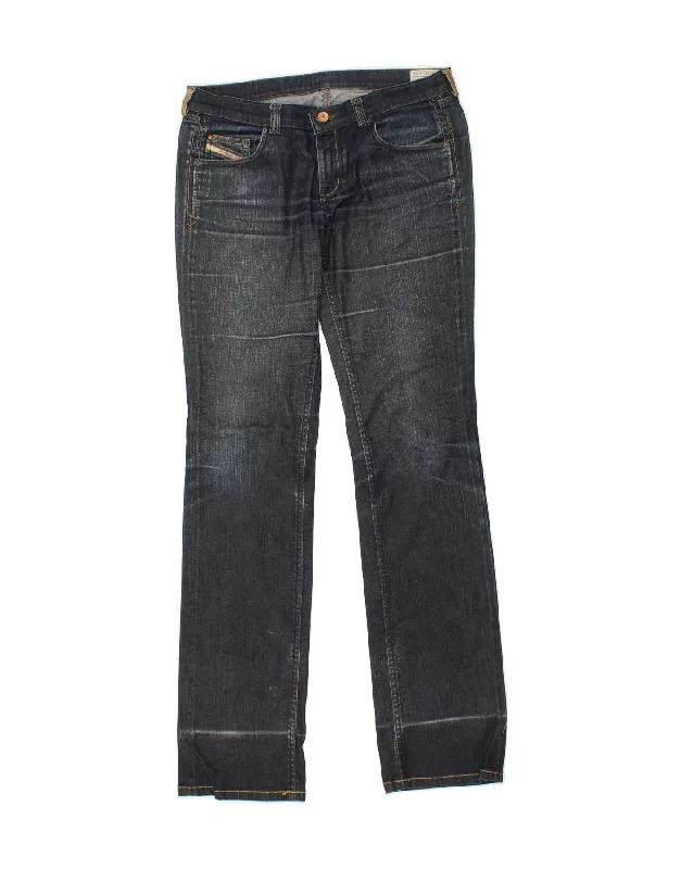 DIESEL Womens Doozy Straight Jeans W30 L34 Navy Blue Cotton Trendy Bootcut High-Waisted Jeans