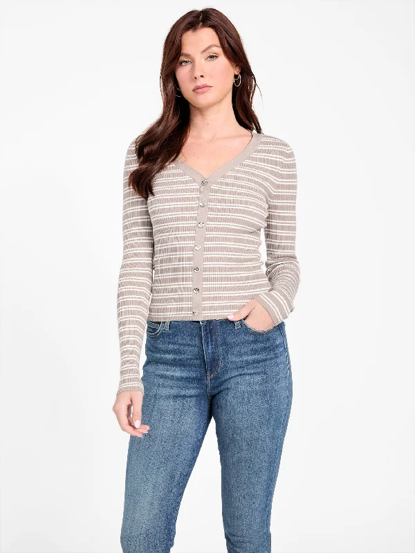 Ella Striped Sweater Top Collared Crew Neck Turtle Neck