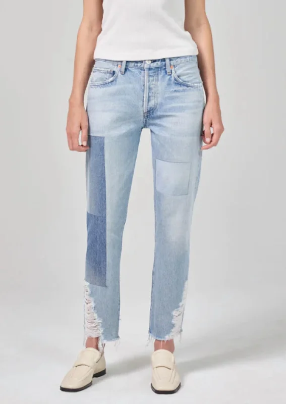 Emerson Slim Boyfriend Jeans In Upcycle Trendy Paperbag Waist Jeans