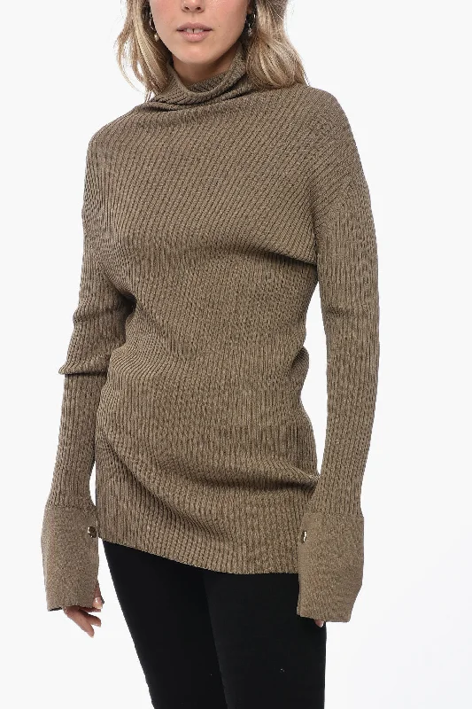 Eudon Choi Assimetric Ribbed Sweater Mesh Blend Leather Blend Suede Blend