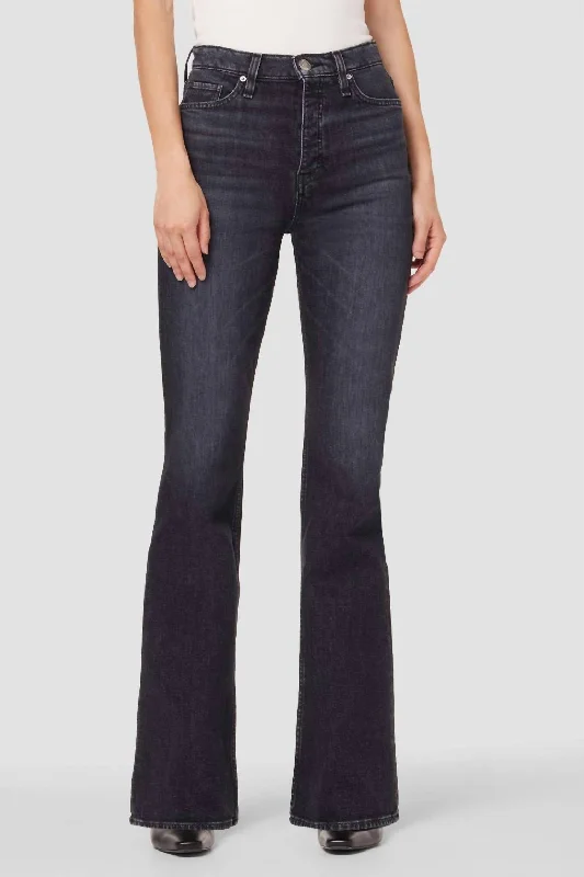 Faye Ultra High-Rise Bootcut Jean In Eco Black Chic Rip-Detail High-Waist Jeans