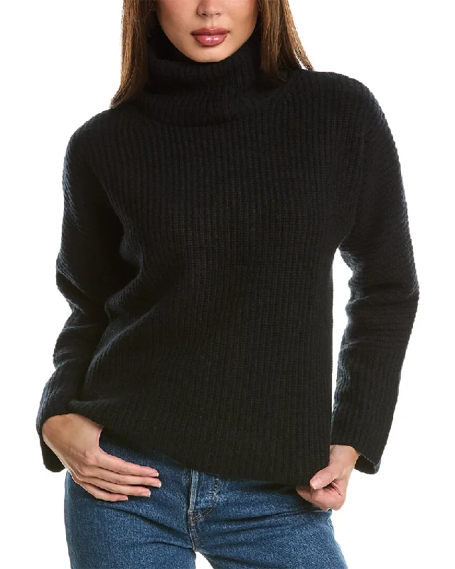 Forte Cashmere Luxe Cozy Turtleneck Wool & Cashmere-Blend Sweater Transparent Opaque Sheer