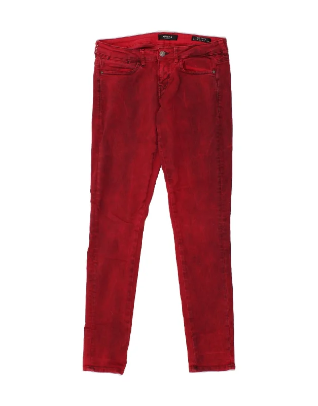 GUESS Womens Jegging Jeans W29 L30  Red Cotton Comfortable Folded Hem Jeans