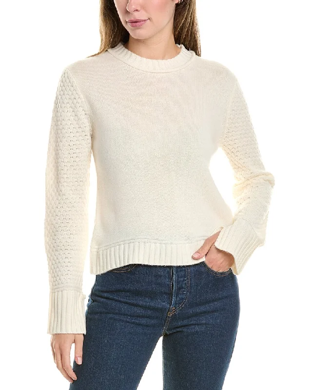 Hannah Rose Raised Diamond Sleeve Wool & Cashmere-Blend Sweater Chenille Fabric Brocade Fabric Lace Fabric